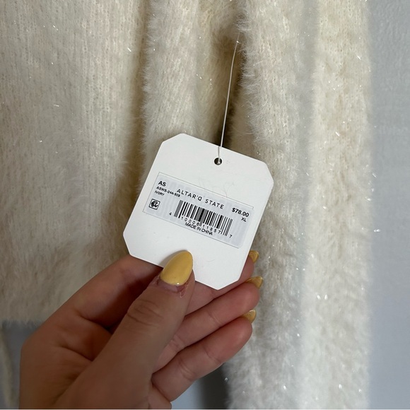 NWT Altard state white sparkly cross back winter sweater size XL extra large - Picture 4 of 6